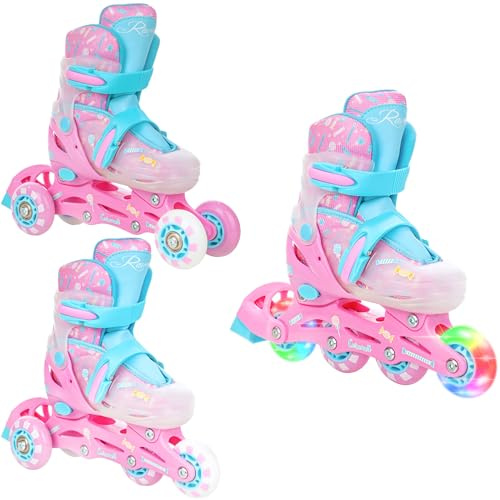 RAVEN - Inline skridskor för barn och vuxna - Triskates, Justerbara rullskridskor 3-i-1 för barn och vuxna - Caramell, 34-37 (21,5-24 cm)