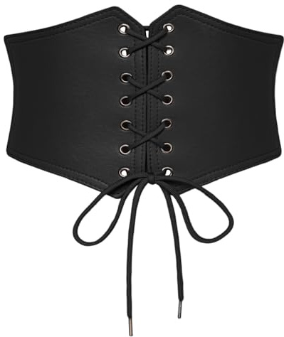 SCARLET DARKNESS Damen Steampunk Gürtel Lace-up Elastischer Bund Mittelalter Korsett Taillengürtel Schwarz M