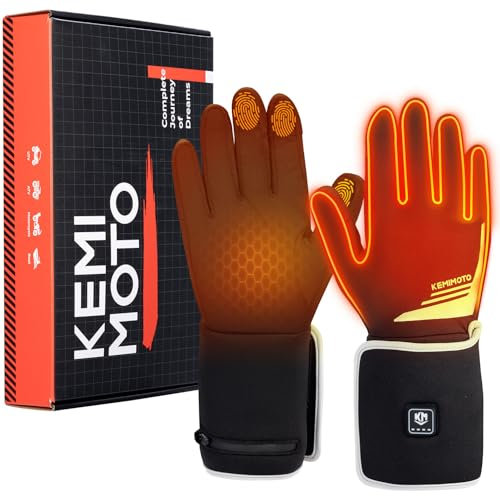 KEMIMOTO Beheizbare Handschuhe für Herren und Damen - Wiederaufladbar, Dünn, Warm, Elektrisch für Fahrrad, Motorrad, Skifahren, Angel, Jagd - Winter Handwärmer
