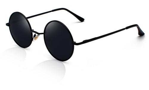 XITUADDA Polarisiert Retro Runde Sonnenbrille Herren Damen Mode Hippie Metallrahmen UV400 Schutz