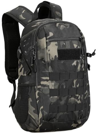 Explokit 10L 20L 30L Taktischer Rucksack Militär Daypack Wasserabweisend Wanderrucksäcke Outdoor Survival Backpack für Herren Damen Camping Wandern Reisen Jagd,Schwarz/Braun/Camo (#20L-Camo Schwarz)