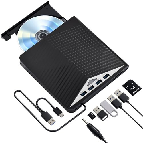 Colexy Lettore Esterno Portatile USB 3.0 CD Esterno DVD Player Con Custodia, Registratore Ultra High Definition Recorder per Win 7/8/10/11/Pc