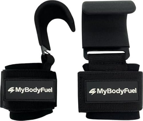 MyBodyFuel Hook Grips, Weightlifting Hooks, Gym Grip Straps, 2 Stück Schwarz