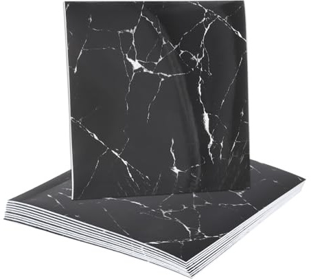 sourcing map Lot de 10 carreaux de marbre à décoller et à coller, panneau mural imperméable, carreaux de douche en PVC pour salle de bain, cuisine, salon, motif racines noires et blanches, 30,5 x 30,5