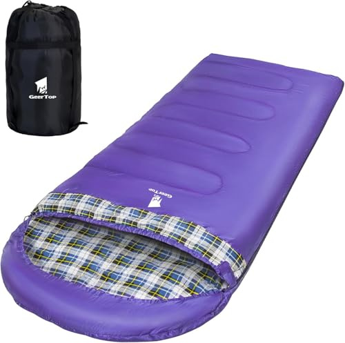 GEERTOP Schlafsack XXL 4 Jahreszeiten Flanell Campingschlafsack Übergröße 220x100cm für Erwachsene Outdoor Rucksackreisen, Wandern
