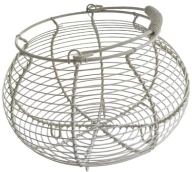 KESOTO Cesta de Alambre para Huevos, Contenedor, Soporte para Huevos, Cesta Recogedora de Huevos para Comida, Pan, Aperitivos, Huevos, Blanco, Individual