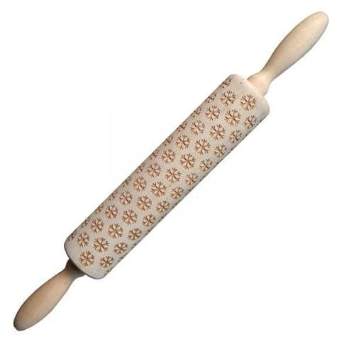 FLCPJGV 2x Mattarello in Legno con Motivi in ​​rilievo Mattarello per Biscotti Mattarello in Rilievo Inciso a Rullo per Frittelle di Pasta Da Forno