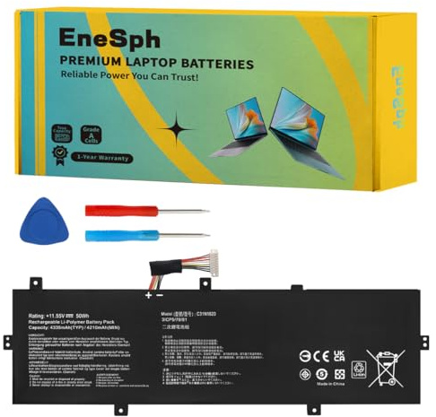 EneSph 50Wh C31N1620 Laptop-Batería para ASUS Zenbook UX430 UX430U UX430UA UX430UAR UX430UN UX430UQ UX430UNR RX430U BX430U (El Cable está orientado hacia la Derecha)
