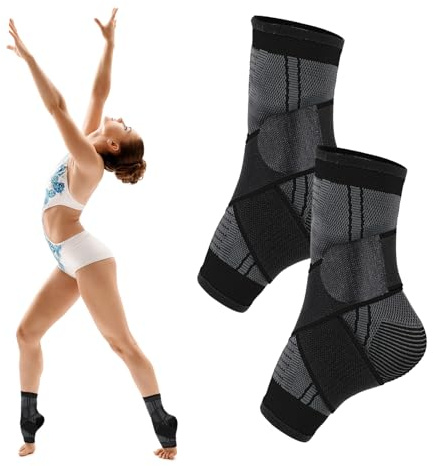 CIATBYYJ 1 paire de bandage de cheville, Bandage de cheville professionnel, Bandage de pied avec fermeture Velcro, Bandage de cheville pour enfants unisexe (Noir pour tailles de chaussures EU 33-36)