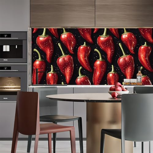 Generisch tapete selbstklebend 44wX1000Lcm Rote Chilischoten raufasertapete Schnelle Raumgestaltung mit Stil – wasserabweisend, strapazierfähig und leicht anzubringen EBZ9-261596