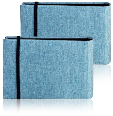HONRIGO 2 Pack Small Photo Albums 6x4,Slip In Albums 200 Photos Mini Flip Linen Memory Book for Baby Wedding Holiday Travel Family Birthday (Blue)