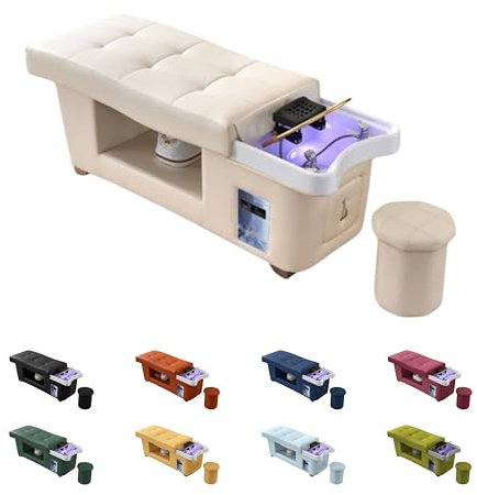 Japan Head Spa - Table de Massage Head Spa avec Raccordement Aux Eaux Usées, Arrivée Eau Chaude/Froide - Matelas Confort 14cm 30 Couleurs – Installation Facile - Matériel Professionnel – Garantie 1 an
