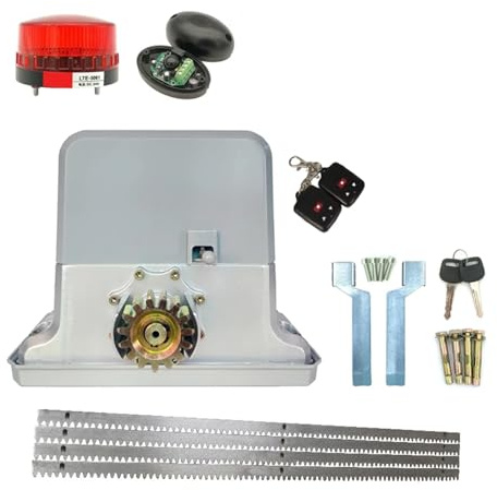 Gate Opener Kit, 1800KGS Automatic Sliding Gate Operator of AC220V/110V Motor As Door Closer Engine(Sensor,Button,lamp, Optional) Pack(Kit4)