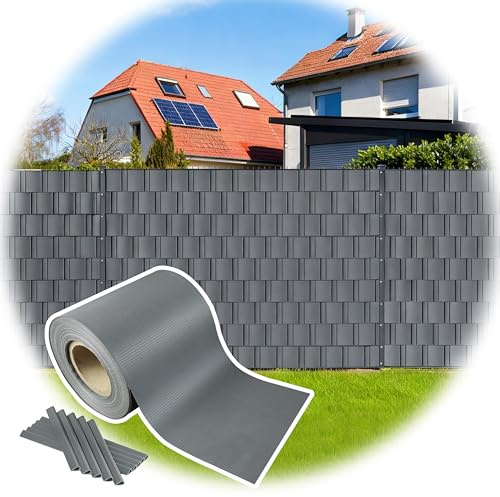SUMORISE Sichtschutzstreifen Zaun 35 m x 19 cm,Sichtschutz Zaun inkl.20 Clips.PREMIUM TPO Sichtschutzstreifen.Sichtschutzfolie für Doppelstabmattenzäune – Garantiert SichtschutzGartenzaun