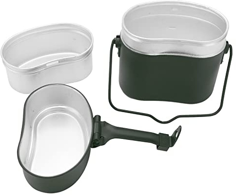BSTCAR Militär-Feldgeschirr Tragbares Essgeschirr-Set Tellerset Aluminium-Militär-Lunchbox Kochgeschirr-Set Lunchbox für Outdoor-Wandern Picknick BBQ