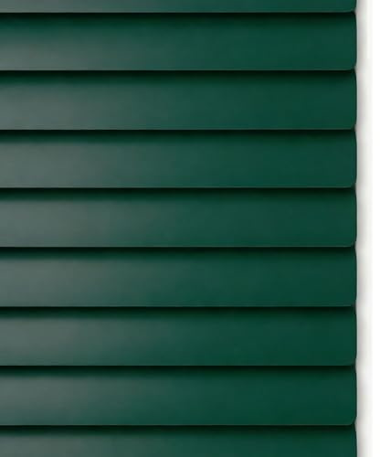 No Drill Aluminum Mini Blinds for Windows, 2.5 cm Horizontal Blinds, 40 50 60 90 100 215 cm Light Filtering Venetian Shades, Room Darkening Privacy Blind Custom Size(Dark green)