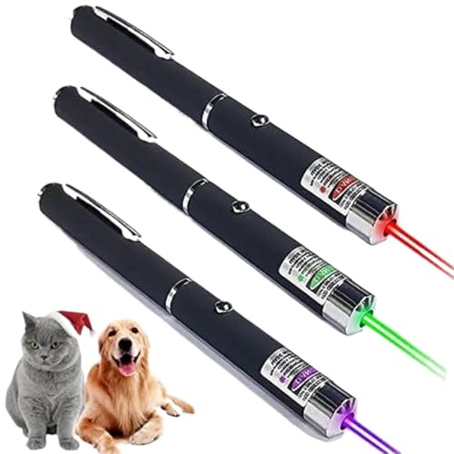 Dazhua Pluma de Entrenamiento for Gatos Multicolor, Juguete Clicker de Largo Alcance con Puntero de Punto Brillante, 2 uds.(Green)