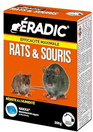 Caussade ERADIC Blocs Anti-Rats & Souris - 30 Blocs - 300g | Efficacité Maximale - Lieux Humides - Prêt à l'Emploi - Une Ingestion Suffit - ERSBL300