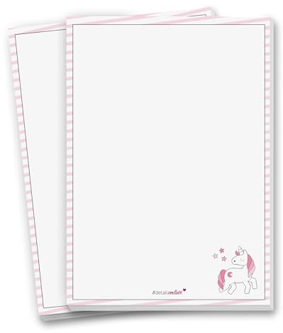 #detailverliebt 2er Set Einhorn Schreibblöcke - DIN A5 - dv118 | 80 g/qm Papier, 2 Einhorn Schreibblöcke im Format DIN A5 148 x 210 mm mit 50 Blatt, Schreibblock oder Briefpapier