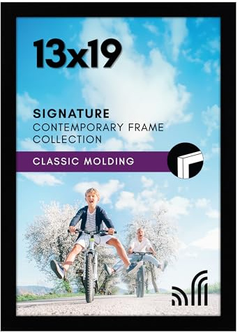 Americanflat 13x19 Picture Frame with Shatter-Resistant Glass - Signature Collection - Gallery-Style Frames Made of Engineered Wood - Photo Frame for Wall Display - Black