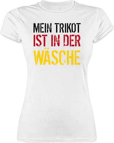 Shirt Damen - Fußball EM WM - Mein Trikot ist in der Wäsche | Deutschland Germany - M - Weiß - 2021 fußballtrikot Europameisterschaft deutsche Tshirt wm-Shirts Fussball Deutscher t-Shirt