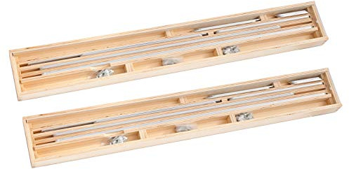BAUTEC Winkelschablone » 2er Set mit 26 Aluschienen im Holzkoffer » Treppen-Schablone » Treppenlehre » Winkelmesser