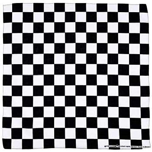 Bandanna Schwarz-weiß kariert ~ tragbare Kunst, 100% Baumwolle – Schal, Schwarz Weiß, Einheitsgröße