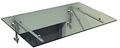 BuyLando - [Typ-CL] Auvent de Porte - Terrasse Marquise Verre sécurité Transparent (VSG-Verre) (170x90cm (2X L-Support))