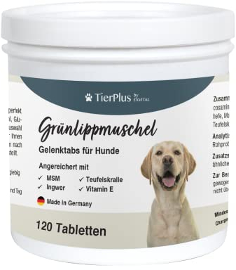 TierPlus Gelenktabletten für Hunde mit Grünlippmuschel, MSM, Ingwer, Chondroitin, Glucosamin und Teufelskralle angereichert. Hohe Fressakzeptanz, 120 Stück, Made in Germany