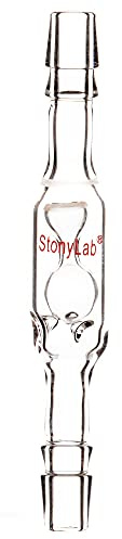 stonylab Kontrollventil i glas, borsilikatglas, backventil med dubbla 3/8 tums slanganslutningar