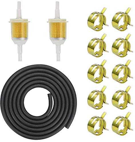Vegena Kit Filtro Tubo Carburante Benzina a Vuoto, 2m Ø5mm Linea Carburante Gasolio e 2pz Ø6mm/8mm Filtri Carburante e 10pz Fascette Stringitubo per Moto e Auto