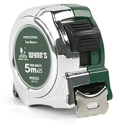 Wynns 5M Metro A Nastro In Acciaio, Nastro Metrico Autoretrattile In Acciaio Elettrolitico 25mm Con Scala In mm + Pulsante di Mantenimento, per Lavorazione Del Legno, Ristrutturazione di Alloggi