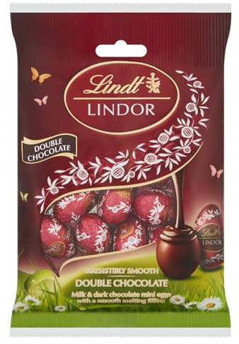 Lindt Lindor Mini œufs au chocolat double avec remplissage fondant lisse, 80 g – pour friandises ou partager de Pâques