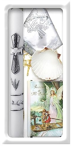 Lot de bougies de baptême pour garçons et filles – Set de baptême catholique avec bougie – Velas para Bautizo de Niño Set Niña (vert)