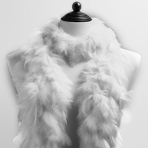 Kopper-24 Federboa, Einfarbig, Weiß, Kinder, Federstola, Karneval, Charleston, Burlesque, Kuschelig, One Size