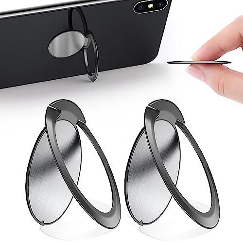 2 Pezzi Anello per Cellulare Dito 1,8mm Ultrasottile, Supporto Telefono Cellulari Rotazione 360° Gradi, Ring Stand Holder per tutti i Smartphone