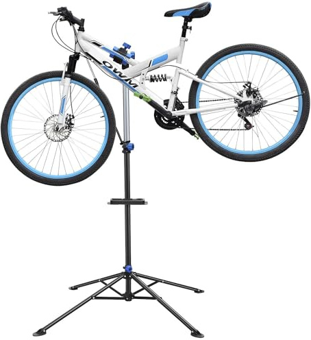 Abician Pied d'Atelier Vélo/VTT Réglable et Pliable, Support de Réparation Vélo en Métal, Support de Montage Vélo Charge 30 kg