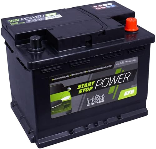 intAct Start-Stop-Power EFB60SS, wartungsfreie EFB Start Stopp Batterie, Autobatterie 12V 60Ah 640 A (EN), Schaltung 0 (Pluspol rechts), Maße (LxBxH): 242x175x190mm