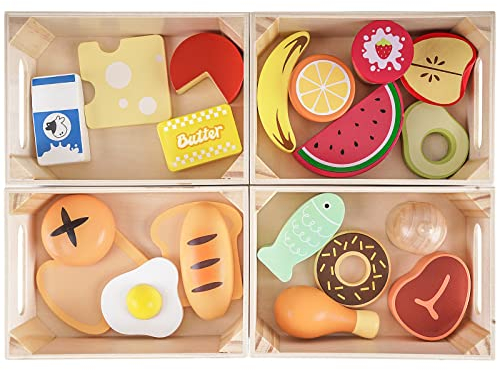 Holzspielzeug Spielküche Zubehör ab 1 Jahr | Montessori Spielzeug ab 1 2 3 Jahr | Rollenspiele Kinderküche Zubehör Holz | Küchenzubehör Kinder Holz Geschenk für Jungen Mädchen