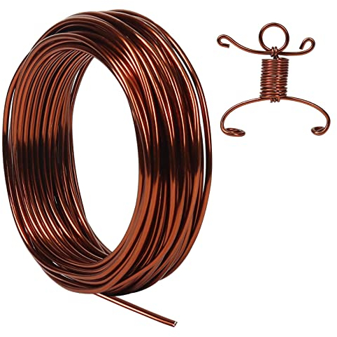 9 Gauge 3mm Aluminum Craft Wire, 50 Feet Bendable Metal Wire for Bonsai Training, Sculpting, Bike Modelling Skeleton Crafting Floral Making, Jewelry Making, Gardening and Wrapping (Bronze)