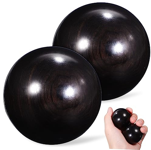 4,0cm Handmassagebälle 2 Stück für Handgymnastik | Schwarz, Glatte Oberfläche, Sichere Form ohne Scharfe Kanten, zur Täglichen Handtherapie