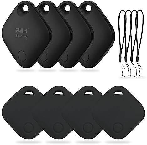 RSH Air Smart Tag Koffer Tracker 4er Pack, Bluetooth-Tracker, Schlüsselfinder Key Finder Kompatibel mit Apple „Wo ist?“ APP (iOS NUR),für Geldbeutel/Koffer Gepäck/Taschen, Austauschbarer Akku