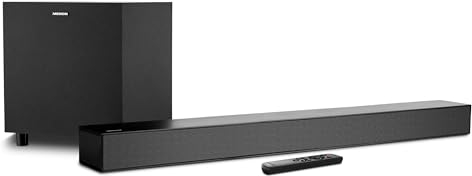 MEDION Dolby Atmos Soundbar S61022 (3.1, 3x 20 W + 60 W, wireless subwoofer, Bluetooth 5.3, HDMI eARC CEC, ingresso ottico, AUX, telecomando)