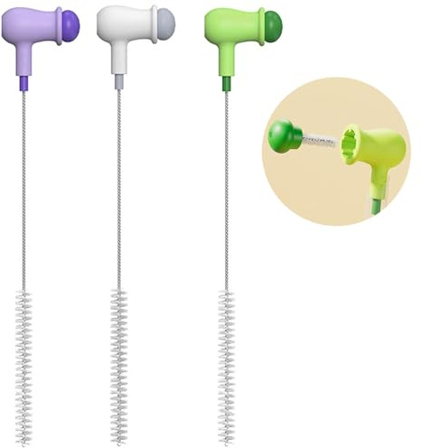 KASESSS 3 Pezzi Scovolino per Cannucce, Scovolino per Bottiglie, Colorata Scovolino per Borraccia, Morbido Pulisci Bottiglie, Spazzola Bottiglie per Pipa,Tastiera,Provetta,Bocca di Bollitore etc