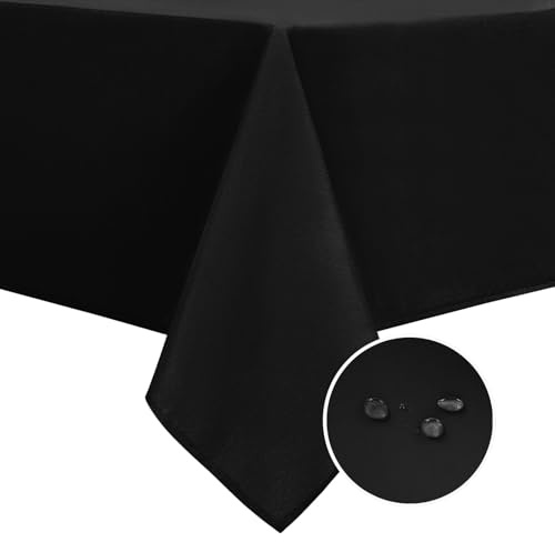 DWCN Square Tablecloth - 30 x 30 Inch - Waterproof Stain and Wrinkle Resistant Washable Table Cloth, Decorative Fabric Table Cover for Kitchen Dining Room Party and Outdoor Use, Black