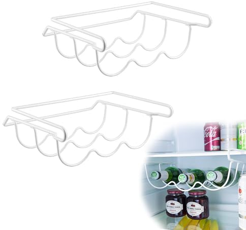 Esmula 1 piezas soporte universal para botellas de frigorífico para 3 botellas para frigoríficos grandes, soporte universal para botellas para colgar debajo del compartimento del frigorífico