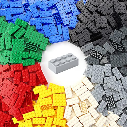 Feleph 2x4 Bausteine 320 Stück Classic Steine Set Mehrfarbig für Kinder Basic Parts Grundlegende Teile, Baukasten, kreative Spielblöcke, Spielzeugzubehör 3001 (8 gemischte Farben)