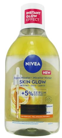 NIVEA Skin Glow Micelar Water (400 ml), Facial Cleansing Gel with 5% Serum and Amino Acid Complex, Facial Toner for Face, Eyes and Lips, Face Makeup Oil with Vitamin C and E