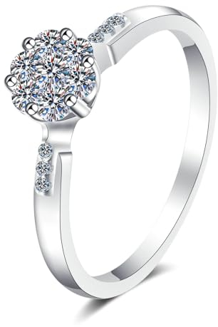 Epinki Diamantring Weißgold 14K 585, Klassiker Rund 0.2ct Labor Erstellt Diamant Hochzeitsring, Au585 Gold Damen Pärchen Ringe Echt Goldschmuck, Gr.48 (15.3)