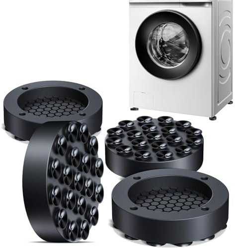 4 PCS Washing machine vibration pads, Strong adsorption anti vibration mat, rubber washing machine feet, Non-slip Fixed Anti-deviation, Used for Dryer, Washing Machine, Dishwasher [Energy Class A]